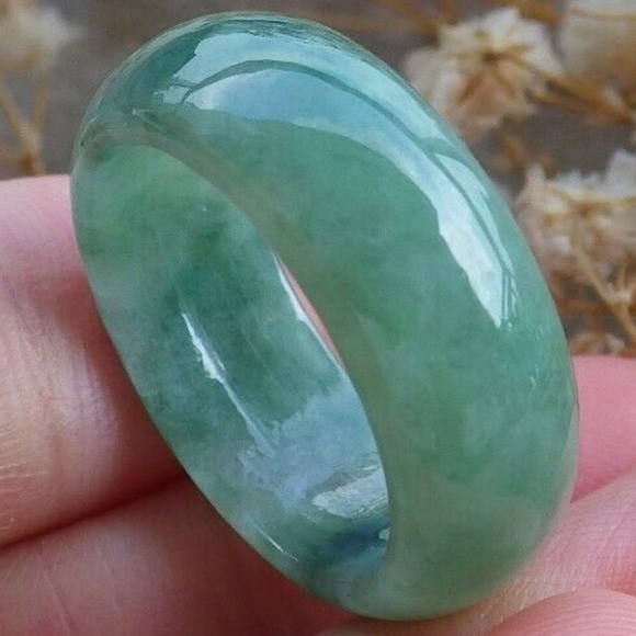 Certified Green 100% Natural A JADE Jadeite Circle RING USA. 6.75 戒指 - Picture 3 of 7
